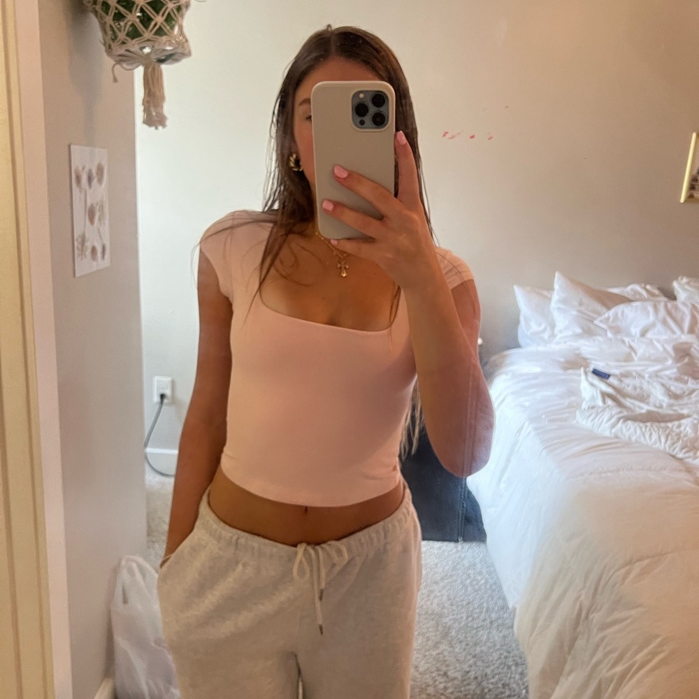Garage Pink Cap Sleeve Fitted Crop Tank Top